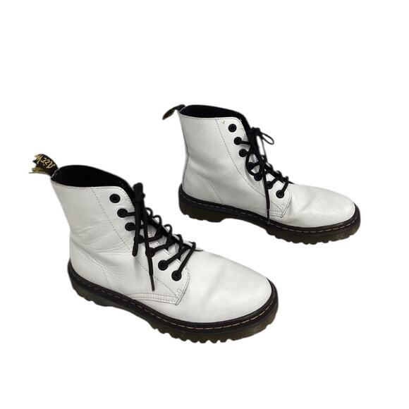 Dr. Martens Shoes - Dr Martens Women's White Black Luana Lace Up Combat Boots Shoes Size 8